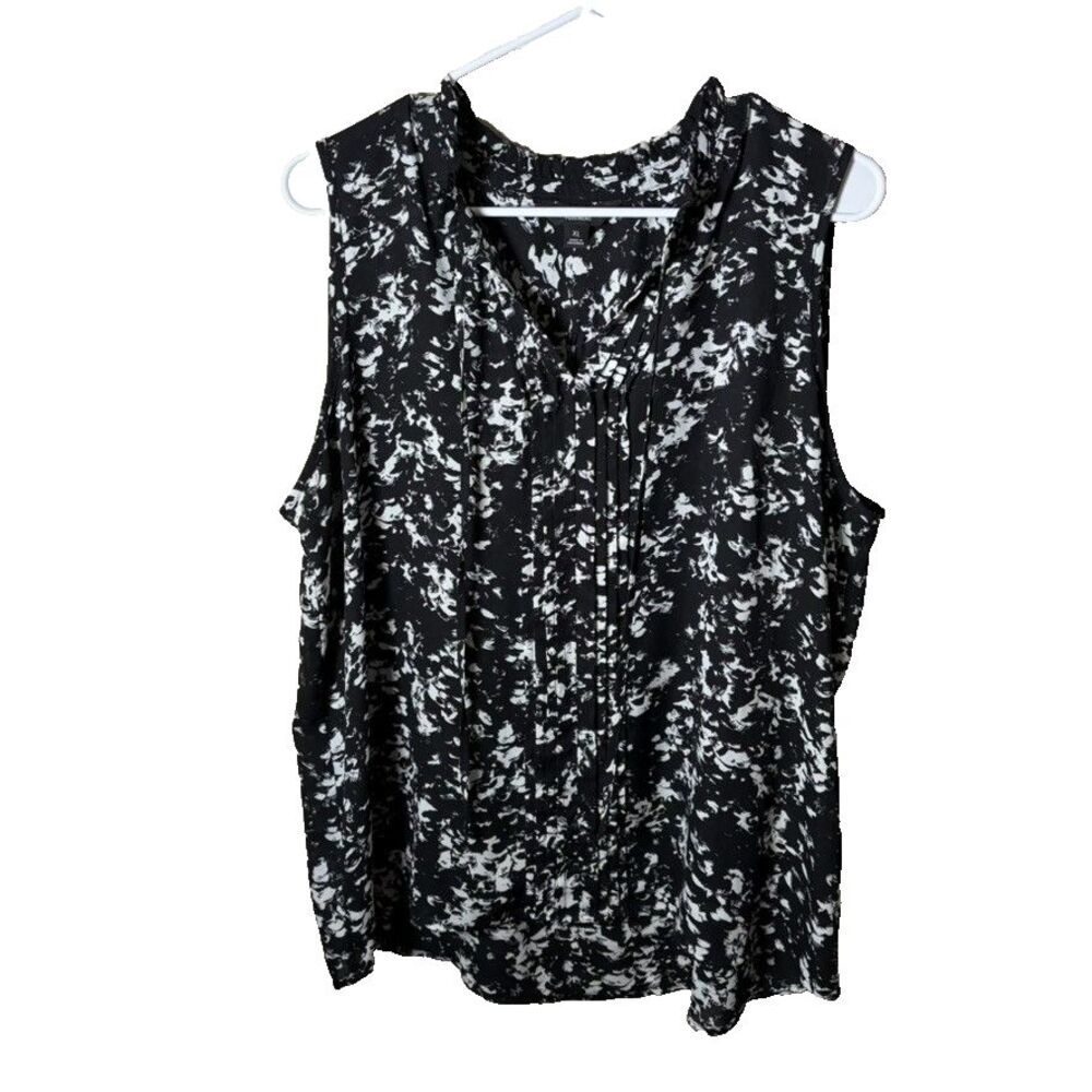 Simply Vera Verawang Blouse Women's XL V-Neck Printed Sleeveless Lightweight